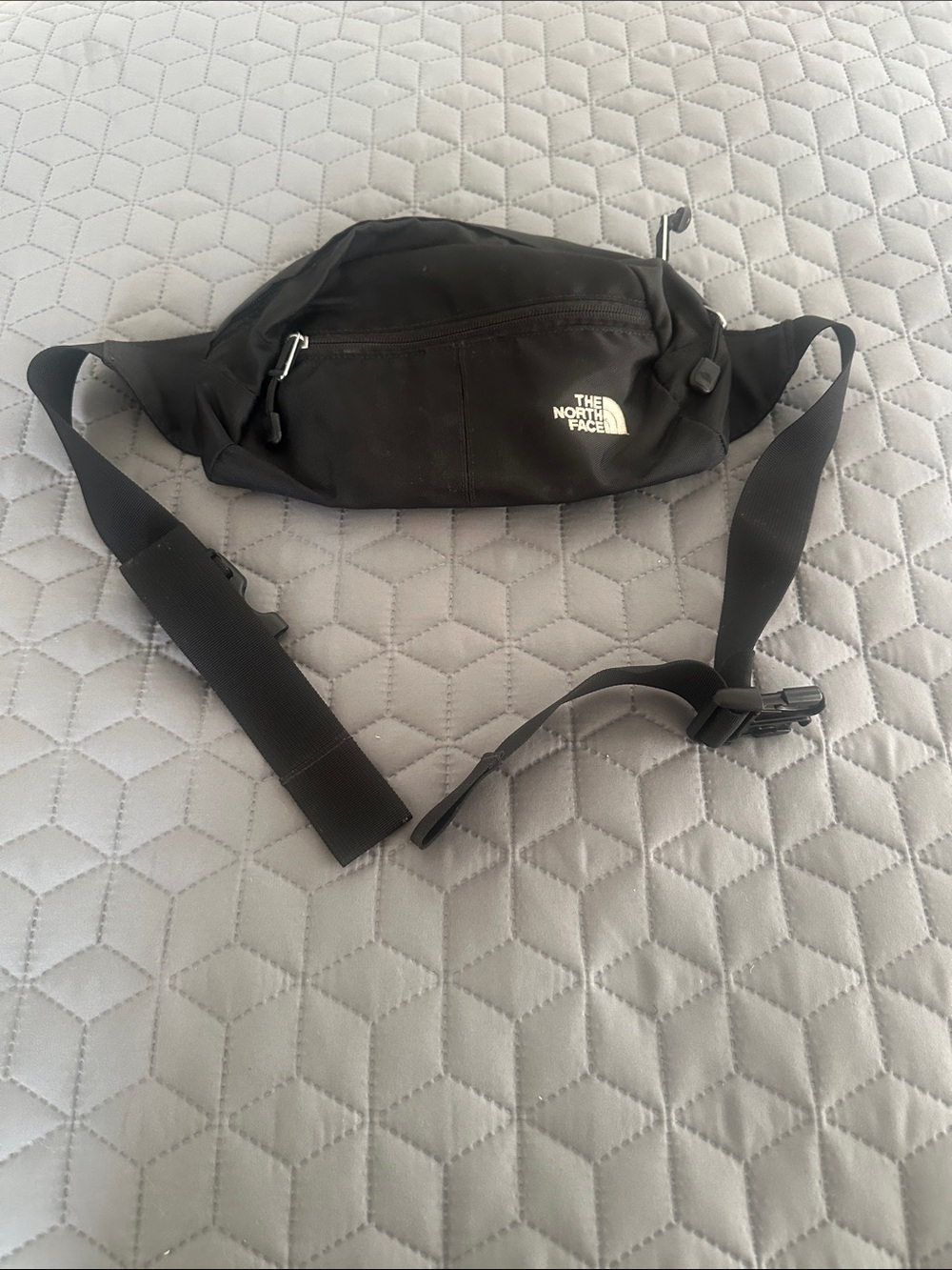 The North Face Black Waist Pack with White Logo